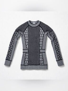 Kari Traa Black and White Patterned Knit Sweater Size S